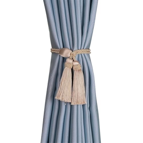 Quastenvorhänge, Bindeseil-Raffhalter, 1 Stück Quaste zurück Dekoration Polyester Seil Raffhalter for Vorhänge Zubehör Weben Wohnzimmer(Beige) von SYBNIKOLF