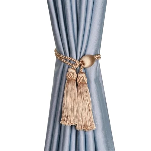 Quastenvorhänge, Bindeseil-Raffhalter, 1 Stück Quaste zurück Dekoration Polyester Seil Raffhalter for Vorhänge Zubehör Weben Wohnzimmer(Gold) von SYBNIKOLF