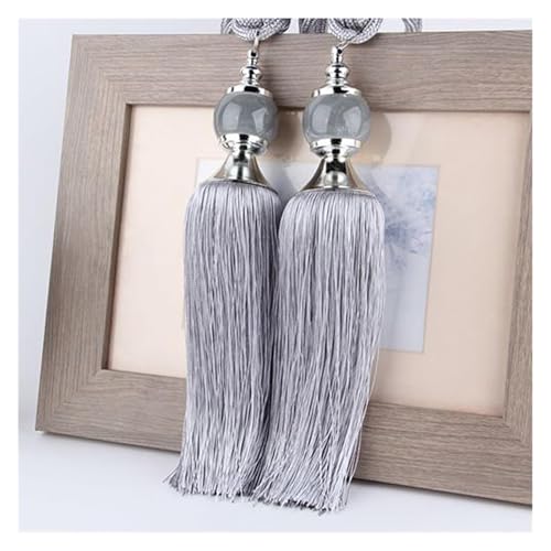 Quastenvorhänge, Bindeseil-Raffhalter, 1 Stück Rücken Quaste Kristallkugel Seil Holdbacks Fransen Vorhänge Halter Schnalle Dekor Zimmer Zubehör(Gray) von SYBNIKOLF