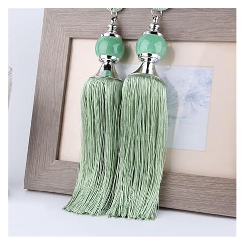 Quastenvorhänge, Bindeseil-Raffhalter, 1 Stück Rücken Quaste Kristallkugel Seil Holdbacks Fransen Vorhänge Halter Schnalle Dekor Zimmer Zubehör(Green) von SYBNIKOLF