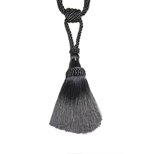 Quastenvorhänge, Bindeseil-Raffhalter, 1PC Rücken Quaste Vorhang Clips Seil Holdbacks Dekorative Halter Zubehör for Drapieren(Charcoal) von SYBNIKOLF