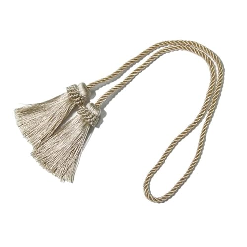 Quastenvorhänge, Bindeseil-Raffhalter, 1Pc Tieback Handmade Fringe Zimmer Zubehör Rücken Hängen Ball Schnalle Seil Vorhänge Halter(Beige) von SYBNIKOLF