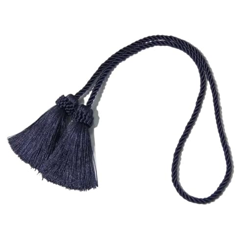 Quastenvorhänge, Bindeseil-Raffhalter, 1Pc Tieback Handmade Fringe Zimmer Zubehör Rücken Hängen Ball Schnalle Seil Vorhänge Halter(Dark Blue) von SYBNIKOLF