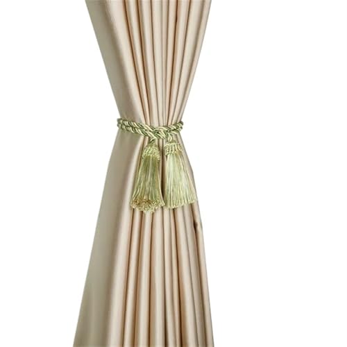Quastenvorhänge, Bindeseil-Raffhalter, 1Pc Tieback Handmade Fringe Zimmer Zubehör Rücken Hängen Ball Schnalle Seil Vorhänge Halter(Mix Green) von SYBNIKOLF