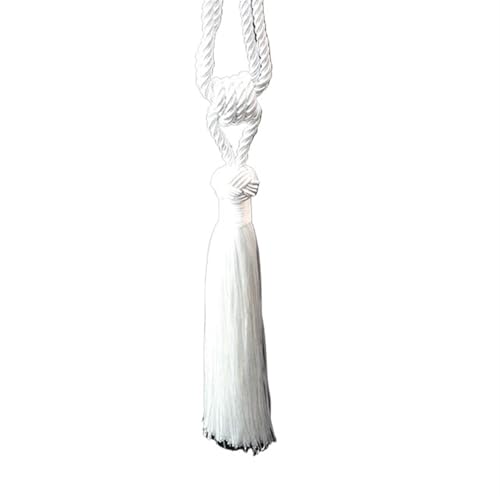 Quastenvorhänge, Bindeseil-Raffhalter, 1Pc Weave Quaste zurück Seil DIY Einfache Hängende Kugel Raffhalter Holdbacks Vorhang Hause Dekorative(White) von SYBNIKOLF