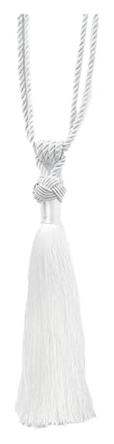 Quastenvorhänge, Bindeseil-Raffhalter, 2 Stück Quastenrücken, Seil-Dekorationshalter, Polyester, Raumvorhang-Zubehör(White) von SYBNIKOLF