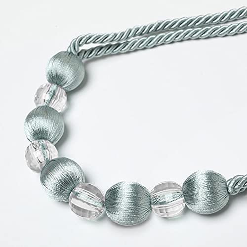Quastenvorhänge, Bindeseil-Raffhalter, 2 Stück Rücken Kristallperlen Vorhang Dekor Zubehör Clips Vorhanghalter for Drapieren, Flachs, 75cm(Light Blue) von SYBNIKOLF