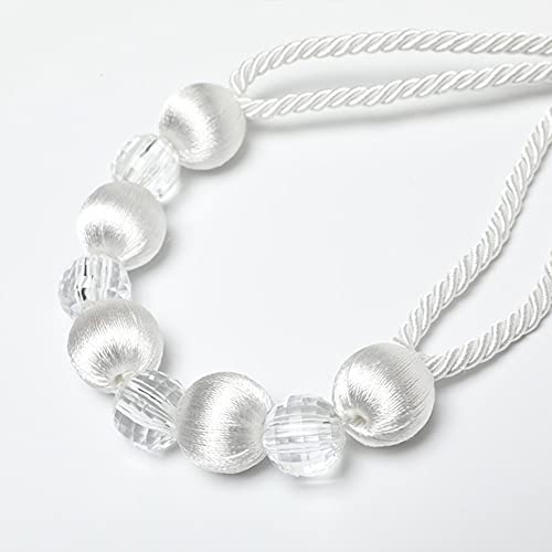 Quastenvorhänge, Bindeseil-Raffhalter, 2 Stück Rücken Kristallperlen Vorhang Dekor Zubehör Clips Vorhanghalter for Drapieren, Flachs, 75cm(White) von SYBNIKOLF