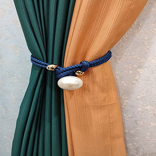 Quastenvorhänge, Bindeseil-Raffhalter, 2 Stück große Perlenhalter, Haken, Schnalle, Clip, hübsches und modisches dekoratives Wohnaccessoire aus Polyester, Hellblau(Blue,1pc) von SYBNIKOLF