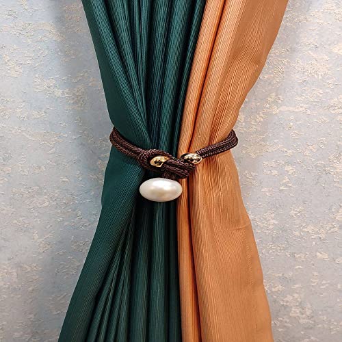 Quastenvorhänge, Bindeseil-Raffhalter, 2 Stück große Perlenhalter, Haken, Schnalle, Clip, hübsches und modisches dekoratives Wohnaccessoire aus Polyester, Hellblau(Chocolate,1pc) von SYBNIKOLF