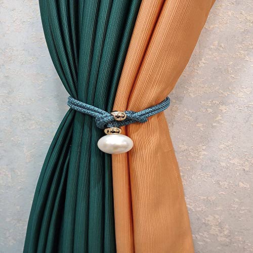 Quastenvorhänge, Bindeseil-Raffhalter, 2 Stück große Perlenhalter, Haken, Schnalle, Clip, hübsches und modisches dekoratives Wohnaccessoire aus Polyester, Hellblau(Light Blue,1pc) von SYBNIKOLF