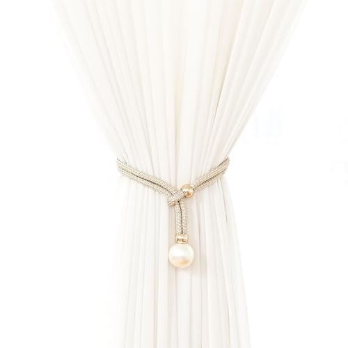 Quastenvorhänge, Bindeseil-Raffhalter, 2 stücke Zurück Seil mit 4 cm Perle Fenster CurtainOrnament Vorhang Ro(Beige) von SYBNIKOLF