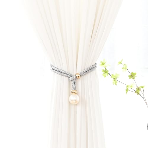 Quastenvorhänge, Bindeseil-Raffhalter, 2 stücke Zurück Seil mit 4 cm Perle Fenster CurtainOrnament Vorhang Ro(Gray) von SYBNIKOLF