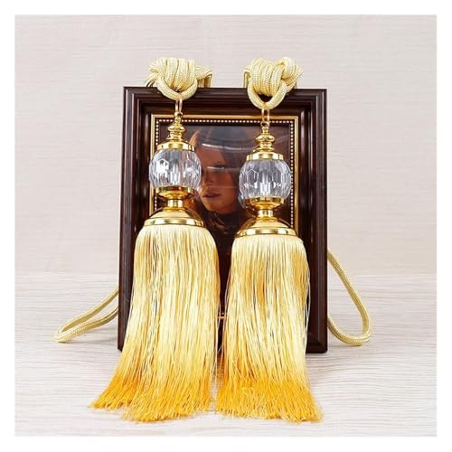 Quastenvorhänge, Bindeseil-Raffhalter, 2PCS Quastenrücken, Riemen Zubehörhalter Vorhangzubehör Schnalle Seil Heimdekoration(Gold) von SYBNIKOLF