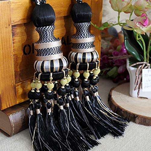 Quastenvorhänge, Bindeseil-Raffhalter, Multicolor Rücken Halter Home Office Fenster Gardinen Holdback Perlen hängen Ball Vorhang Quaste for Wohnzimmer Roo(H) von SYBNIKOLF