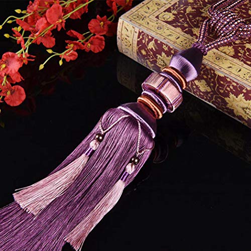 Quastenvorhänge, Bindeseil-Raffhalter, Perlen Hängen Ball Fenster Gardinen Holdback Seil mit Quaste for Home Wohnzimmer Büro(Lavender) von SYBNIKOLF