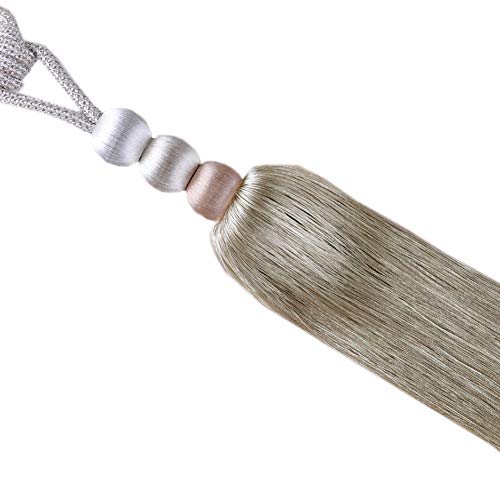 Quastenvorhänge, Bindeseil-Raffhalter, Set mit 2 Vorhangschnallen im europäischen Stil, Bandage, Perlenrücken, Seil(Beige) von SYBNIKOLF