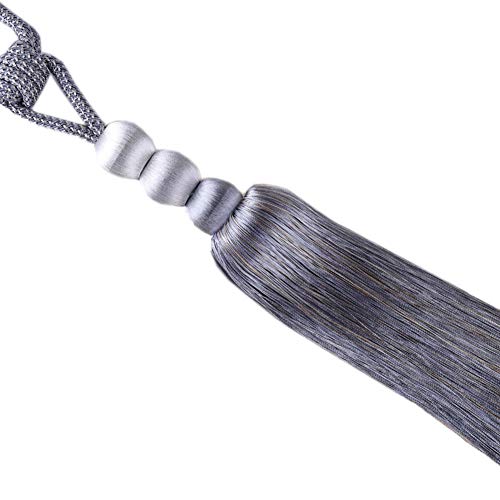 Quastenvorhänge, Bindeseil-Raffhalter, Set mit 2 Vorhangschnallen im europäischen Stil, Bandage, Perlenrücken, Seil(Gray) von SYBNIKOLF