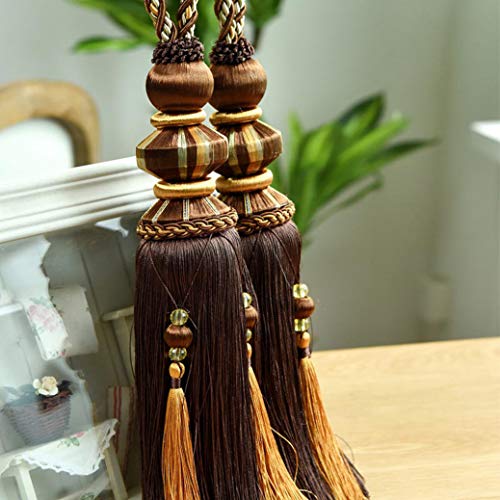 Quastenvorhänge, Bindeseil-Raffhalter, Vorhang Quaste Raffhalter Perlen Fenster Gardinen Holdback for Wohnzimmer Dezember(Dark Khaki) von SYBNIKOLF