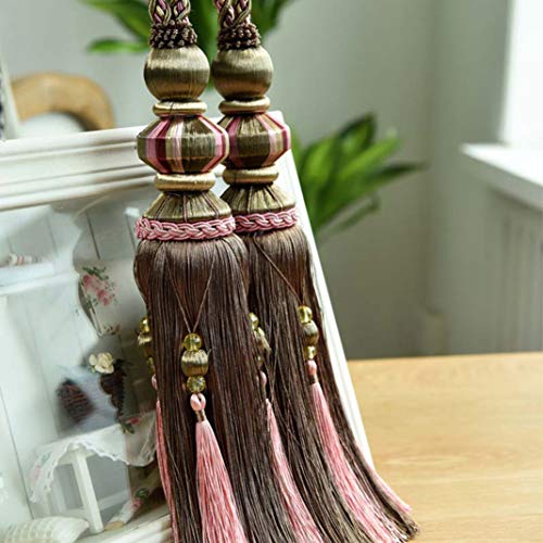 Quastenvorhänge, Bindeseil-Raffhalter, Vorhang Quaste Raffhalter Perlen Fenster Gardinen Holdback for Wohnzimmer Dezember(Plum) von SYBNIKOLF