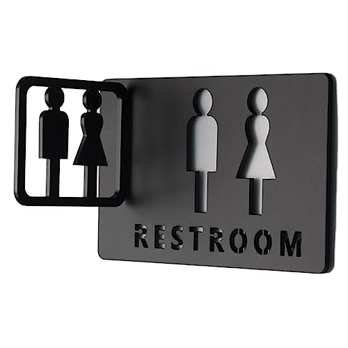 Toilettenschild, Badezimmertürschild for Damen und Herren, Dekoration, schwarze 8-Zoll- und 4-Zoll-Kombination, Acryl-Toilettenschild for eine Toilette, geeignet for Büros Toilettenschild, Badezimmertürschild for Damen und Herren, Dekoration, schwarze 8-Zoll- und 4-Zoll-Kombination, Acryl-Toilettenschild for eine Toilette, geeignet for Büros von SYBNIKOLF