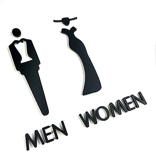 Toilettenschild aus Acryl, Badezimmertürschild for Männer und Frauen, Dekoration, modernes Toilettenschild for eine Toilette, einfache Montage for Büros, Geschäfte und Restaurants(A) von SYBNIKOLF