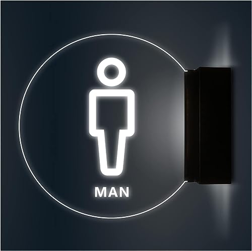 Toilettenschilder for Männer und Frauen, Toilettenschild LED, Badezimmerschild mit beleuchtetem Rand, Acryl-LED-Schild for Damen, Herren, Damen, Toilettenschilder(C) von SYBNIKOLF