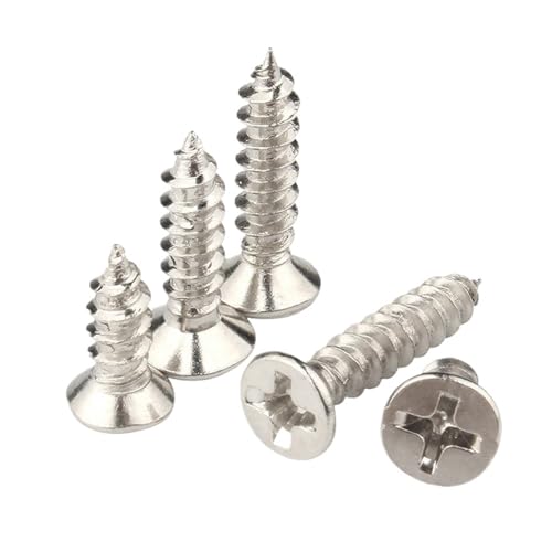 selbstschneidende Schrauben aus Edelstahl, 10 stücke M5 .5 Kreuzschlitz Senkkopf Flachkopf selbstschneidende Schraube Edelstahl Möbel(55mm X10pcs,M5.5) von SYBNIKOLF