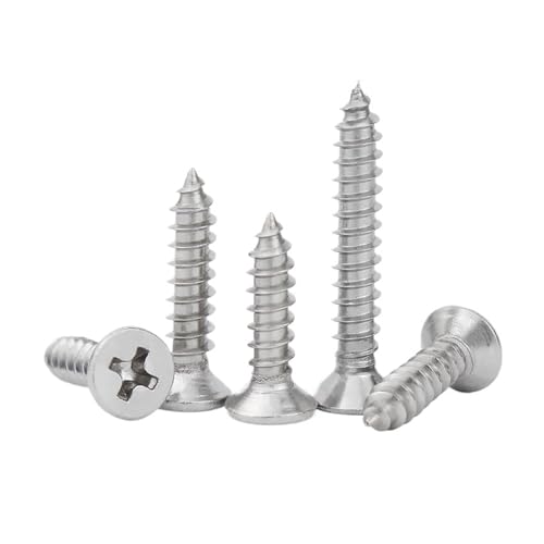 selbstschneidende Schrauben aus Edelstahl, 10 stücke M5 .5 Kreuzschlitz Senkkopf Flachkopf selbstschneidende Schraube Edelstahl Möbel(65mmx10pcs,M5) von SYBNIKOLF