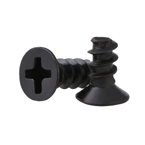 selbstschneidende Schrauben aus Edelstahl, 100 Stück M2 .2 .3 .6 .5 Kreuzschlitz-Senkkopf-Blechschraube aus schwarzem Kohlenstoffstahl, Mini-Schraube(6mm X100pcs,M2.3) von SYBNIKOLF