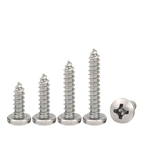selbstschneidende Schrauben aus Edelstahl, 100 Stück M2 .3 Edelstahl 304 Kreuzschlitzschrauben mit rundem Kopf, selbstschneidende Schrauben, Holzschrauben(12mm,M2.3-100pcs) von SYBNIKOLF