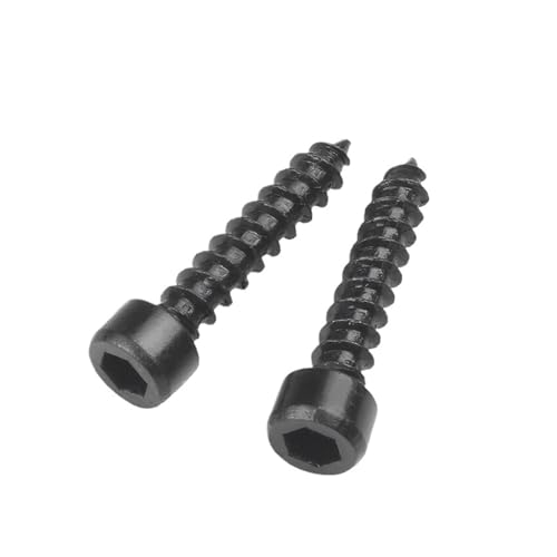 selbstschneidende Schrauben aus Edelstahl, 100 Stück M2 .6 Sechskant-Innensechskant-Blechschrauben, Klasse 8., schwarzer Kohlenstoffstahlkopf(6mmx100pcs,M2) von SYBNIKOLF