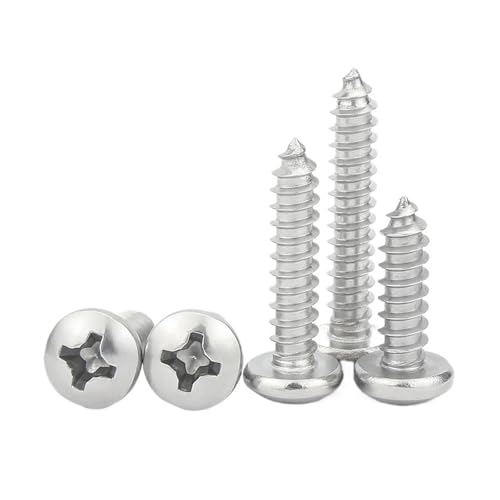 selbstschneidende Schrauben aus Edelstahl, 100 Stück M3 .5 selbstschneidende Schrauben aus vernickeltem Kohlenstoffstahl mit Kreuzschlitz und rundem Kopf(8mmx100pcs,M3.5) von SYBNIKOLF