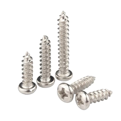 selbstschneidende Schrauben aus Edelstahl, 100 Stück M3 M.5 selbstschneidende Schrauben aus vernickeltem Kohlenstoffstahl mit Kreuzschlitz und rundem Kopf(35mm X100pcs,M3) von SYBNIKOLF