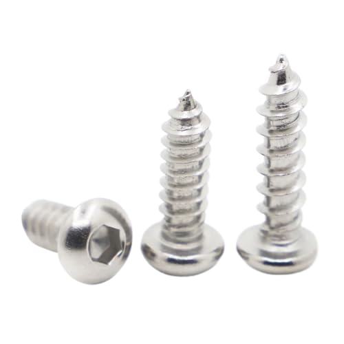 selbstschneidende Schrauben aus Edelstahl, 50 Stück M2 .5 304 Edelstahl Rundkopf Sechskant Innensechskant Selbstschneidende Schrauben Holzschraube(6mm,M2 50pcs) von SYBNIKOLF