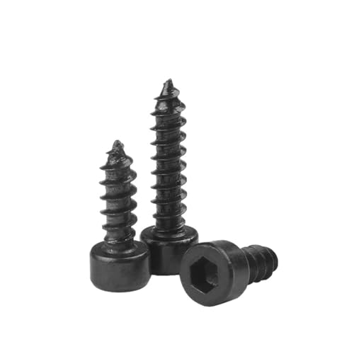 selbstschneidende Schrauben aus Edelstahl, 50 Stück M2 .6 Sechskant-Innensechskant-Blechschrauben mit Innensechskant, 8. Grad, schwarzer Kohlenstoffstahl, Kopfschraube(6mm,M2(50pcs)) von SYBNIKOLF