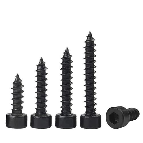 selbstschneidende Schrauben aus Edelstahl, 50 Stück Sechskant-Innensechskant-Blechschrauben M2 .6 Schwarzer Kohlenstoffstahl-Kopf(16mm,M2-50Pcs) von SYBNIKOLF