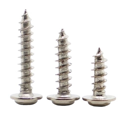selbstschneidende Schrauben aus Edelstahl, 50 Stück selbstschneidende Schrauben aus vernickeltem Stahl M2 .3 .6 Kreuzrundkopf PWA Flachkopf mit Pad-Schraube(12mm,M2 50pcs) von SYBNIKOLF