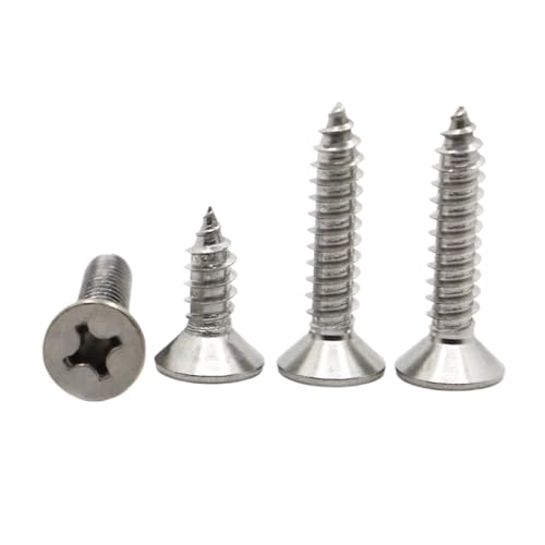 selbstschneidende Schrauben aus Edelstahl, 50 stücke M2 .3 .6 304 Mini Edelstahl Kreuz Flach Senkkopf selbstschneidende Holzschraube(16mm,M2 50pcs) von SYBNIKOLF
