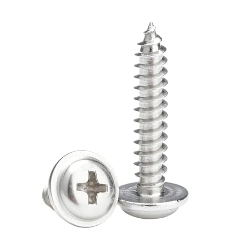 selbstschneidende Schrauben aus Edelstahl, 50 teile/los M1.4 .7 M2 .6 M3 .5 M4 M5 304 Edelstahl Kreuz PWA Pan Rundkopf Mit Unterlegscheibe selbstschneidende Schraube(6mm X50pcs,M3) von SYBNIKOLF