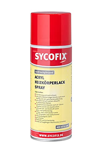 Heizkörperlack Spray - weiß hochglänzend - 400 ml schnelltrocknend hohe Deckkraft, hitzebeständig, rosthemmend, geruchsmild von SYCOFIX