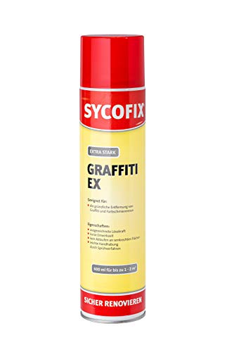 SYCOFIX Graffiti Ex Spray Extra Stark 600 ml Sprühdose Farbentferner für Glas, Beton, Fliesen, Putz, Naturstein, kurze Einwirkzeit, CKW- und aromatenfrei von SYCOFIX