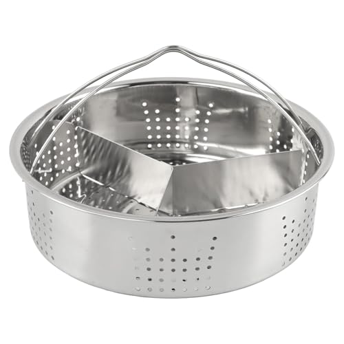 Gemüse-Dampfkorb aus Edelstahl, Einsatz mit Griff, Netz-Dampfkorb-Halter, Trio-Trenner-Set für Schnellkochen (Größe: 21 x 13 cm) von SYCOOVEN
