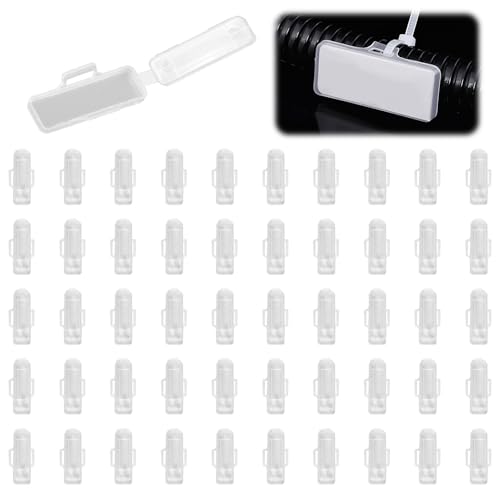 50 Stücke Transparent Kabeletiketten Erkennungsbox Kabel Beschriftung Kabelbinder DrahtetikettenTags Box Transparent Wiederverwendbaren Kabeletiketten Kabelmarkierer für Drähte Kabel von SYHSYC