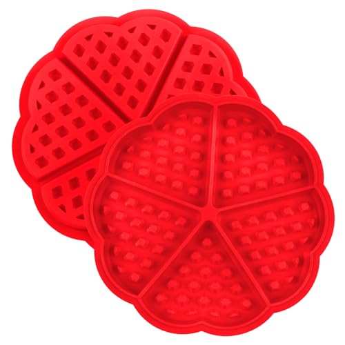 SYCSYH 2 Stücke Silikon Waffelform - Herzform Backform für Waffeln Muffins - 5 Mulden Antihaft Kuchenform - Backen Dekoration Werkzeug von SYCSYH