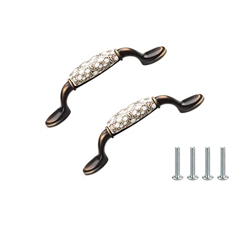 SYDARSYN 2 Stück Griffe für Küchenschränke - Vintage Blumenmuster Möbelgriffe Keramik Griffe Schrankgriffe Küchengriffe, Pech 96mm von SYDARSYN