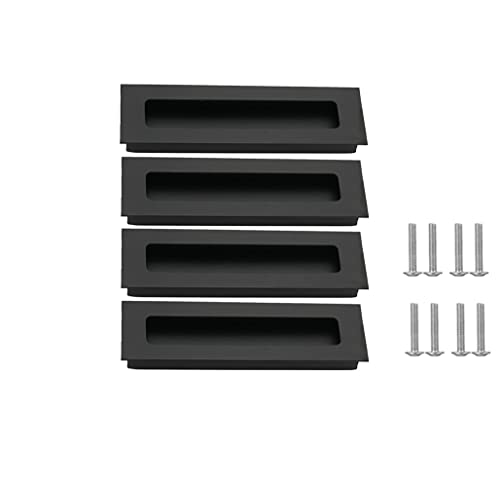 SYDARSYN 4 Stück Aluminiumlegierung Muldengriffe Rechteckig Möbelgriffe Schwarz Griffe für Küchenschränke Schiebetür Tatami (111x42mm) von SYDARSYN