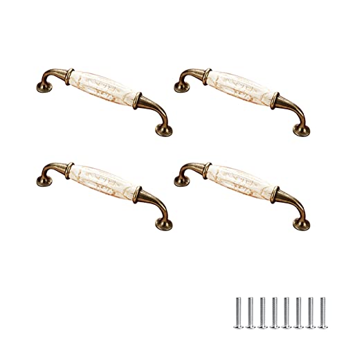 SYDARSYN 4 Stück Schrankgriff Möbelgriff Antik Vintage Keramik Blumenmuster Schranktürgriffen Möbelschubladengriffe Griffe für Kleiderschrank Garderobenstangen 128mm von SYDARSYN