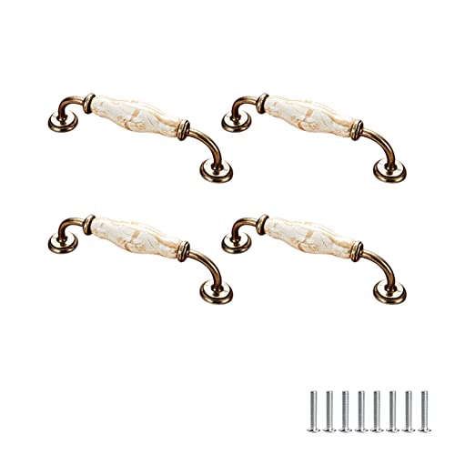 SYDARSYN 4 Stück Schrankgriff Möbelgriff Antik Vintage Keramik Blumenmuster Schranktürgriffen Möbelschubladengriffe Griffe für Kleiderschrank Garderobenstangen 128mm von SYDARSYN