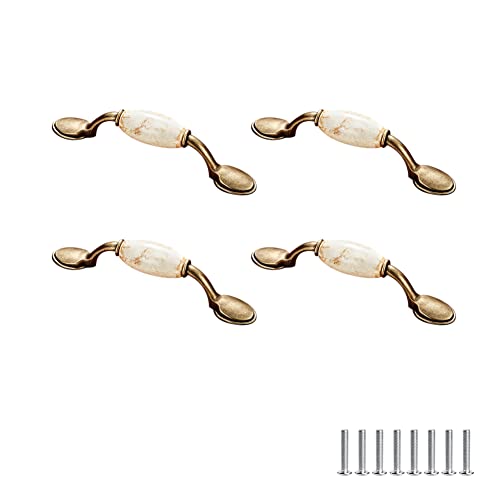 SYDARSYN 4 Stück Schrankgriff Möbelgriff Antik Vintage Keramik Blumenmuster Schranktürgriffen Möbelschubladengriffe Griffe für Kleiderschrank Garderobenstangen 76mm von SYDARSYN